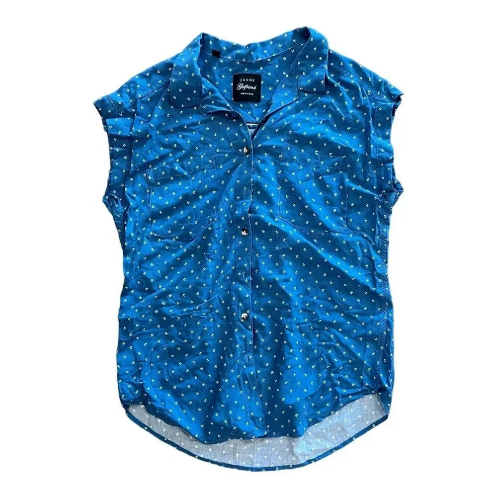 Jachs Girlfriend Blue Floral Rayon Blouse M
